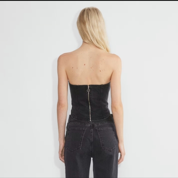 BNWT Aritzia Black denim bustier top - Picture 6 of 10